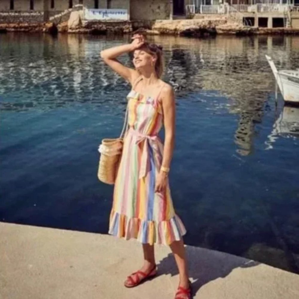 Sezane Multicolor Striped Midi Dress
